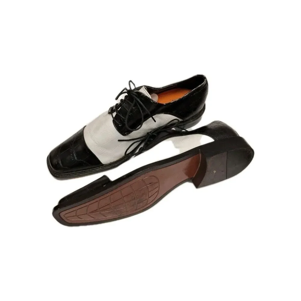 Antonio Correlli Elite Dress Shoes Black White Faux Leather Size 11 #6089